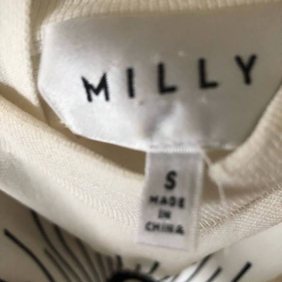 MILLY EMBROIDERED KNIT VISCOSE WHITE/BLACK DRESS - Picture 5 of 5